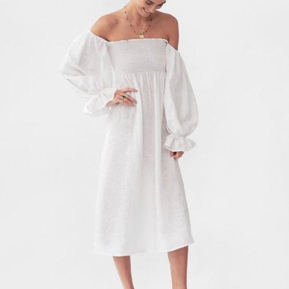 Sleeper Dresses & Skirts - Sleeper Atlanta Linen White Midi Dress NWT